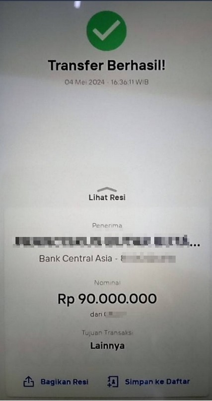 Salah Satu Bukti Pembayaran JP di 8Togel