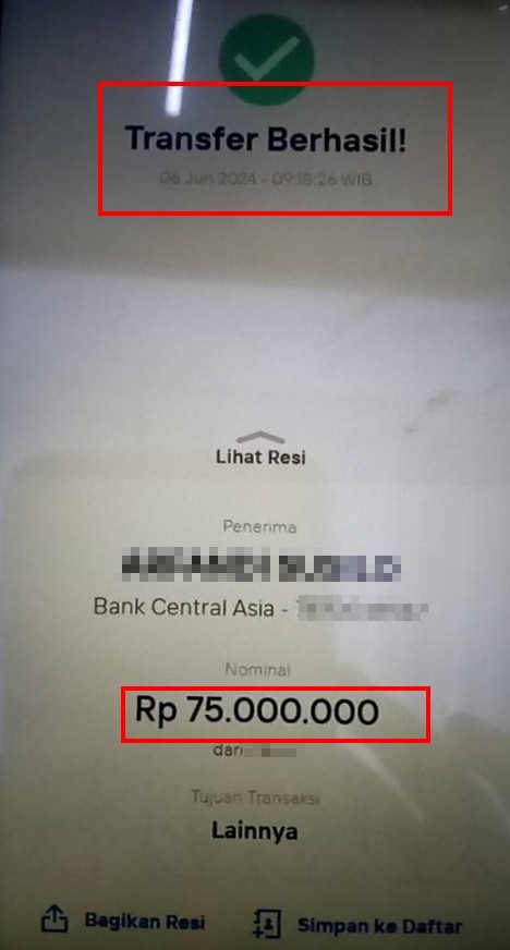 Salah Satu Bukti Pembayaran JP di 8Togel