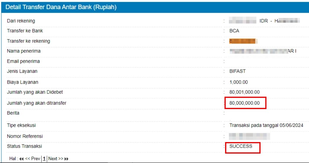 Salah satu bukti pembayaran di 8Togel