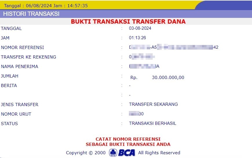 Salah Satu Bukti Pembayaran JP di 8Togel