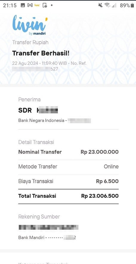 Salah Satu Bukti Pembayaran JP di 8Togel 