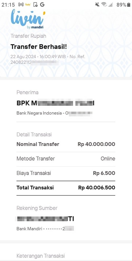 Salah Satu Bukti Pembayaran JP di 8Togel