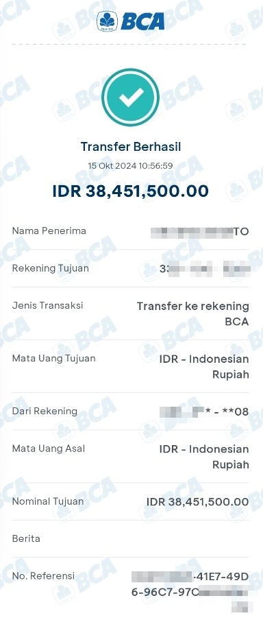 Salah Satu Bukti Pembayaran JP di 8Togel