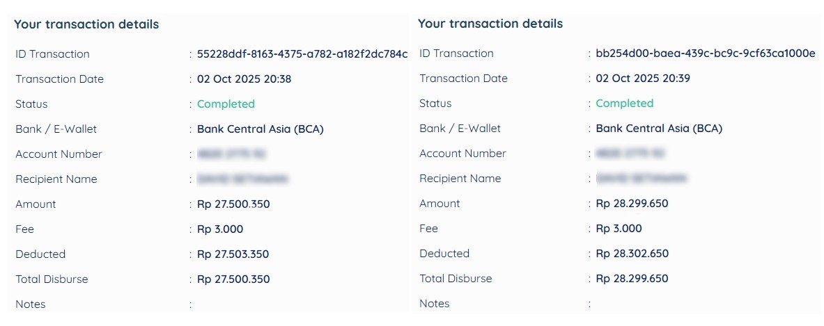 DEPO SEKALI, KESAMBER 500X bukti transfer